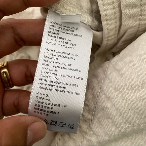 Anthropologie Straight Leg Jeans in Cream Size 26 Cotton Pockets Belt Loops Pant - Picture 9 of 16